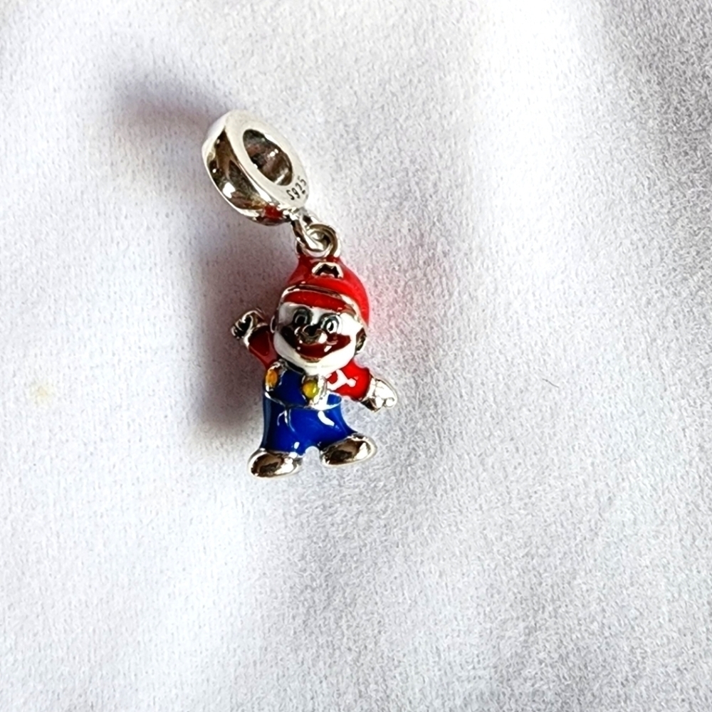 New sterling silver super Mario dangle charm for jewelry / Pandora like bracelet